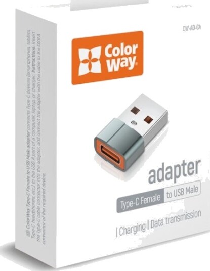 Colorway Usb-Adapter Usb-C Hunn Til Usb Hann Usb 2.0 3 A Grå