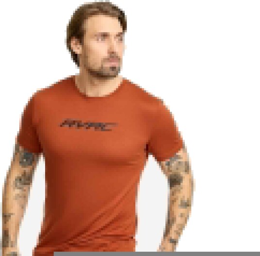 Revolutionrace Herre Overdeler T skjorter Mission Logo Slim Fit T shirt Herre Rusty Orange XL