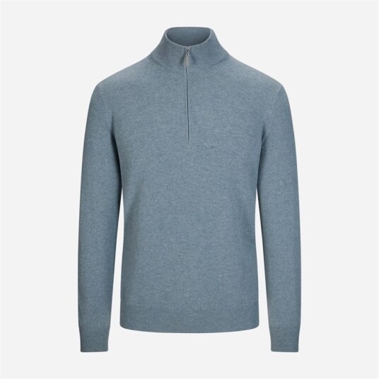 Half Zip Wool-Cashmere Sea Green Half Zip Wool-Cashmere Sea Green