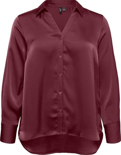 Vero Moda Curve - Skjorte Vmmiro Ls Shirt Wvncur - Rød