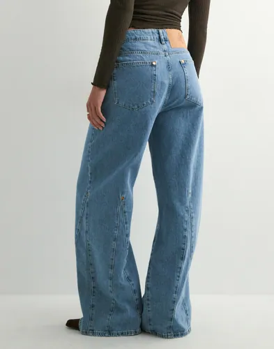 One Teaspoon   Blå   Cruisers Mid Waist Bootcut Flare