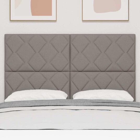 LED Hodegjerde Diamantblokkmønster Taupe 160 cm Stoff