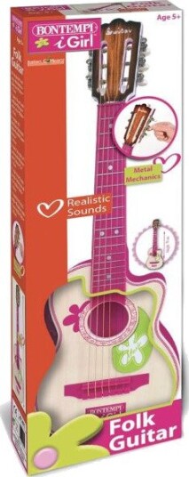Bontempi 207071 Barnegitar 70 cm 6 Strenger Rosa