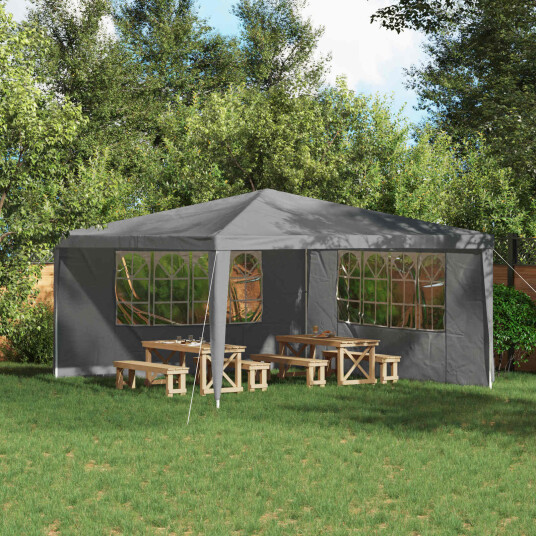 Party Telt Sidevegg 2 pcs 400 x 195 cm Lysegrå PE og stål