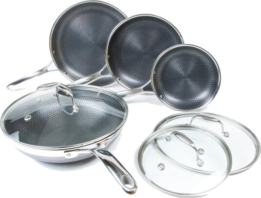 Hexclad Hexclad Hybrid stekesett 4 deler Rustfritt stål Hexclad Hexclad Hybrid stekesett 4 deler Rustfritt stål