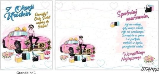 Stamp Gratulasjonskort Grande + Konvolutt Mønster Nr. 01 Bursdag