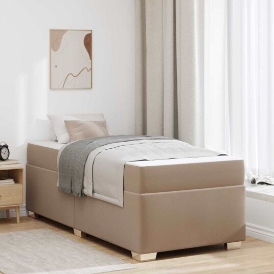  Sengestamme med madrass Cappuccino 100 x 200 cm stoff