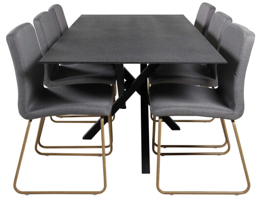 Venture Design Piazza & Mace spisegruppe Grå/grå 6 st stoler & bord 180 x 90 cm