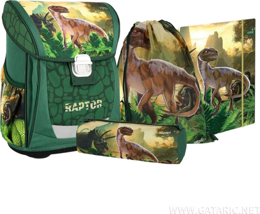 Raptor Skolesekk Med 4 Deler Dinosaur School Bags 90493