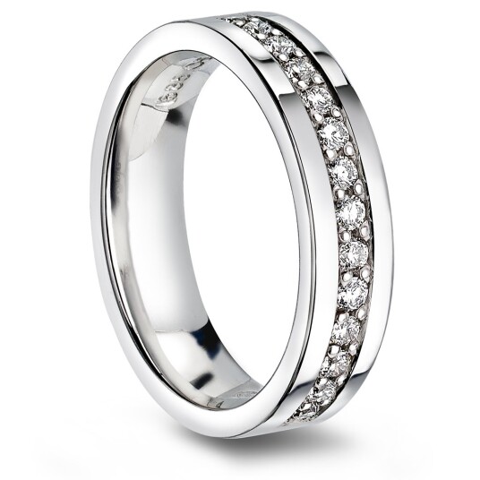 Giftering i 585 hvitt gull med diamanter 0,28 CT W/SI | 5 mm bredde Giftering i 585 hvitt gull med diamanter 0,28 CT W/SI | 5 mm bredde