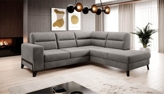 Anglika Sofa m. Sjeselong 4 seters   Grå
