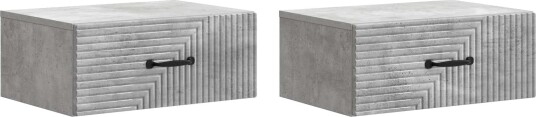  Vegghengt Nattbord med skuff 2 pcs Betonggrå 49 x 34,5 x 20 cm