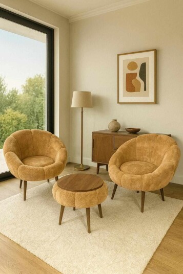 Wing Chair & Coffee Table Set (3 Pieces) Atelier Del Sofa -