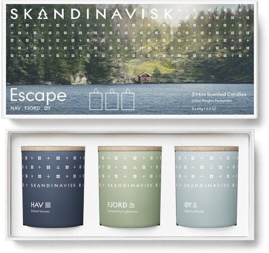 Skandinavisk ESCAPE mini duftlys gavesett 3 deler 65 g