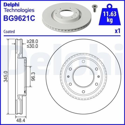 Bremseskive DELPHI BG9621C Bremseskive DELPHI BG9621C
