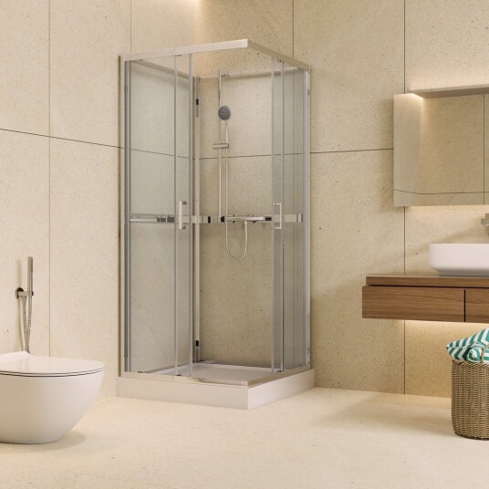 CELESTE TRENTO RETT DUSJKABINETT 80X80X205 CM M/SIKKERHETSOLIE KROM