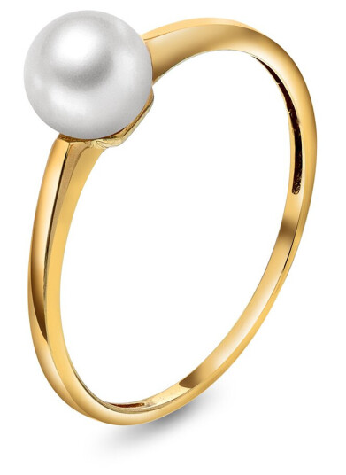 Pan Jewelry Ring i 585 gult gull med ferskvanssperle
