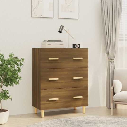 vidaXL Skjenk brun eik 70x34x90 cm konstruert tre