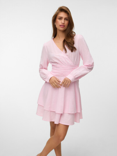 Vero Moda Mie Polly Long Sleeve ABK Rouching Dress Rosa L Vero Moda Mie Polly Long Sleeve ABK Rouching Dress Rosa L