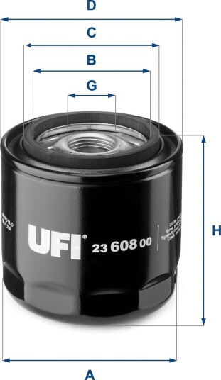Oljefilter UFI 23.608.00 Oljefilter UFI 23.608.00
