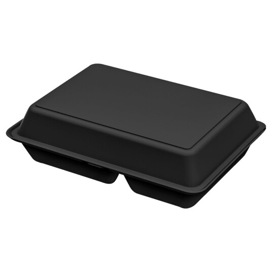 elasto REuse Gjenbrukbar matbeholder Hotaka Tredelt; 800ml, 21x29x8.4 cm (LxBxH); Svart; Rektangulær; 18 Stykk / Forpakning