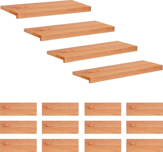 vidaXL Trappetrinn 16 stk. 80 x 25 x 2 cm Lakk Massiv bøketre
