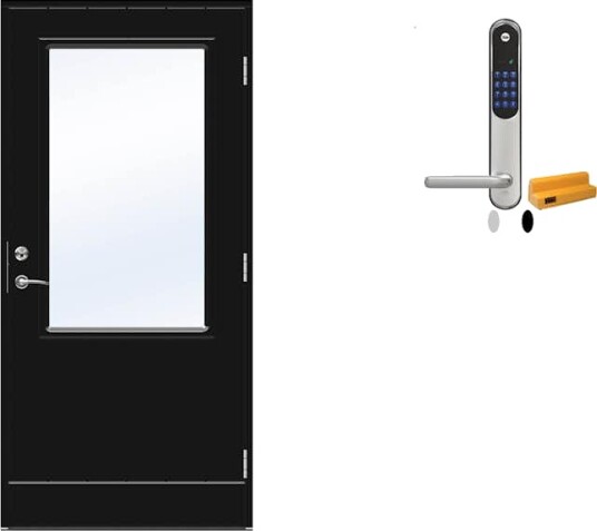 Ytterdør Swedoor Advance-Line Vision Lyra med Yale Doorman Classic Home