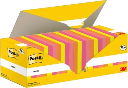 Post It 3M Haftnotizen Flerfarget Firkantet Magenta Oransje Rosa Gul Papir 76 Mm 76 Mm 100 Ark