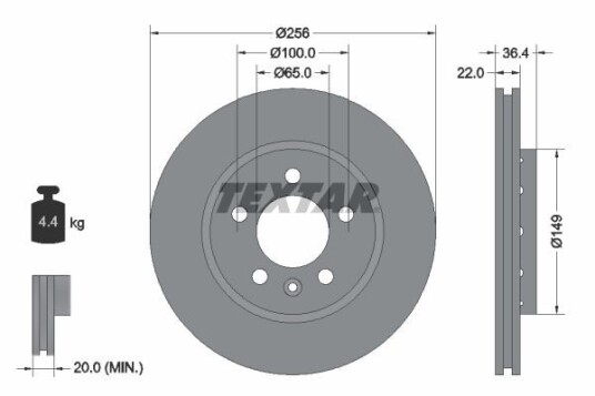 Bremseskive TEXTAR 92098603 Bremseskive TEXTAR 92098603