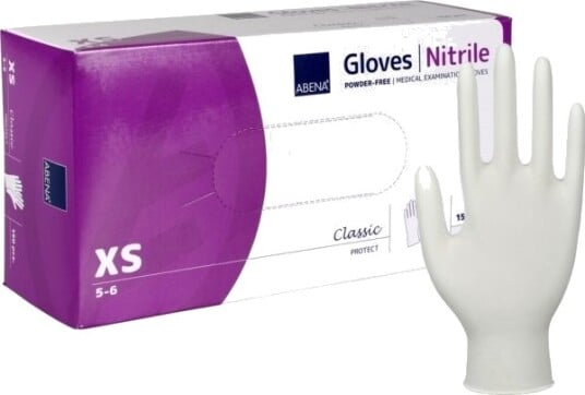 Abena Hansker Engangs Xs Nitrilgummi Hvit En Pakke 150