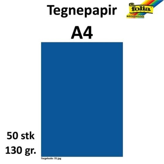 Folia Tegnepapir A4 50 ark, 130g, Kongeblå Folia Tegnepapir A4 50 ark, 130g, Kongeblå
