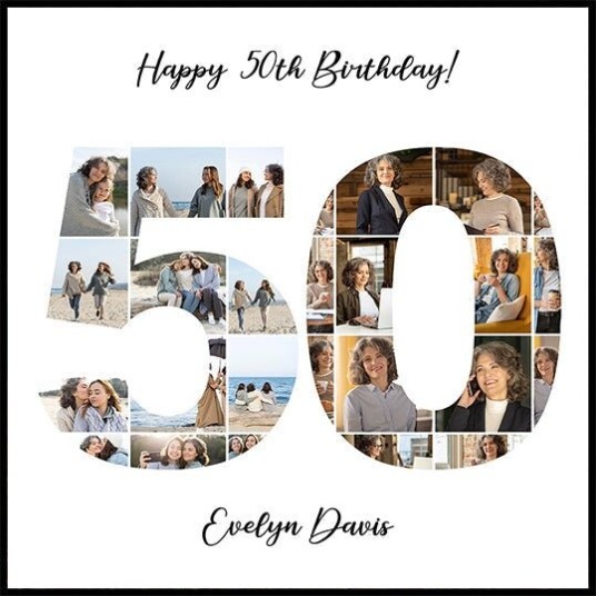 50th Birthday Photo Collage Personal Plakat Plakat / 30x30cm 50th Birthday Photo Collage Personal Plakat Plakat / 30x30cm