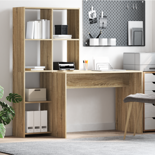  Skrivebord Sonoma eik 138.5 x 55 x 143 cm Konstruert tre