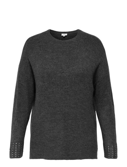 ONLY Carmakoma Carohio Ls O-Neck Bling Pullover - Grey - 46-48