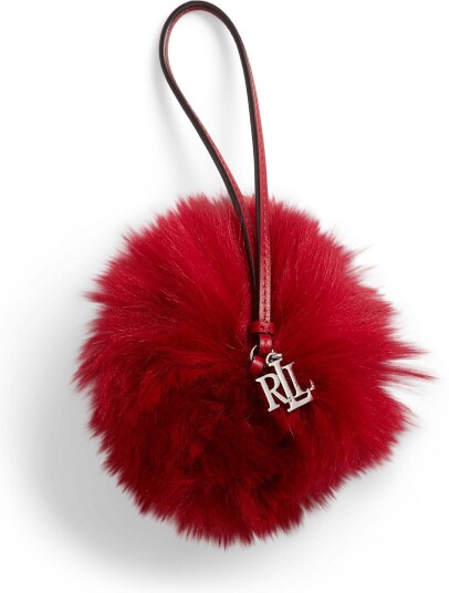 Lauren Ralph Lauren Leather & Shearling Pom Pom Bag Charm FESTIVE RED One Size Lauren Ralph Lauren Leather & Shearling Pom Pom Bag Charm FESTIVE RED One Size