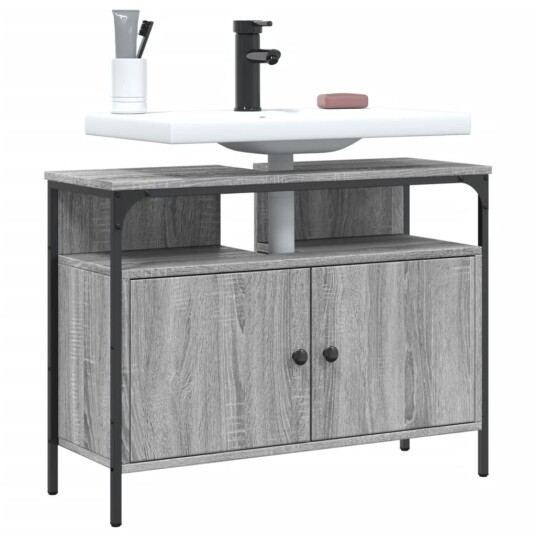 Servantskap grå sonoma 80x30x60 cm konstruert tre 842444