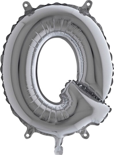 Ballongkungen Bokstavballong Mini Sølv Bokstav Q 14369S