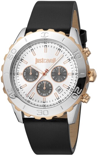 Just Cavalli Herreklokke JC1G214L0025 Classic Sølvfarget/Lær Ø42 mm Just Cavalli Herreklokke JC1G214L0025 Classic Sølvfarget/Lær Ø42 mm