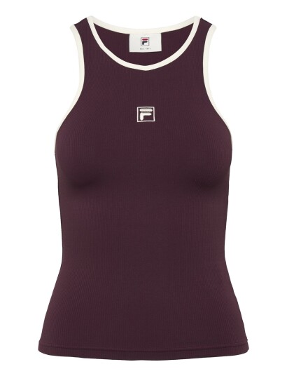 FILA Bellagio Tight Ribbed Racer Tank Burgundy XS