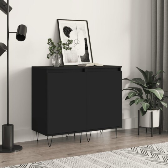 vidaXL Skjenk 2 stk svart 40x35x70 cm konstruert tre vidaXL Skjenk 2 stk svart 40x35x70 cm konstruert tre
