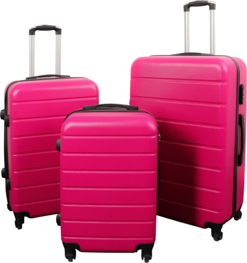 Koffert - Rosa med striper - Eksklusiv hardcase lettvektskoffert