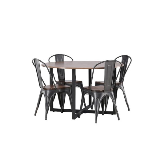 Venture Home Spisegruppe Venture Home Durango Ø 120 cm med 4 Tempe Stoler GR23163