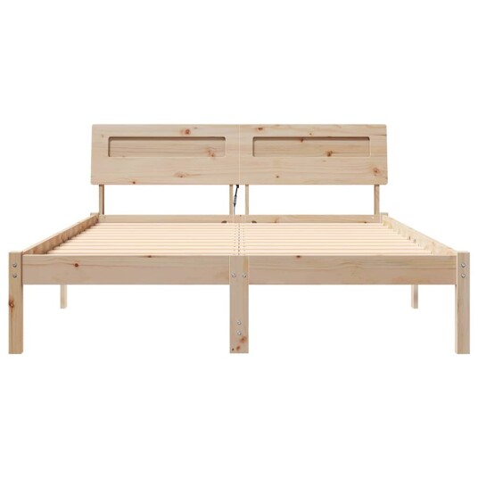  Sengestamme med LED  stripelys Brun 120 x 200 cm Heltre furu