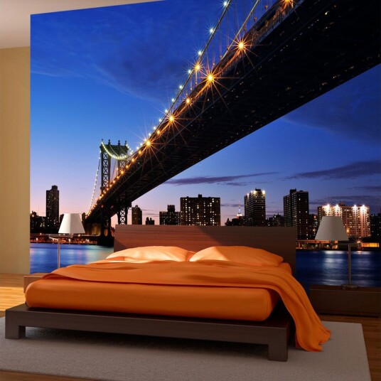 Fototapet Manhattan Bridge Opplyst Om Natten 350x270 - Artgeist sp. z o. o.