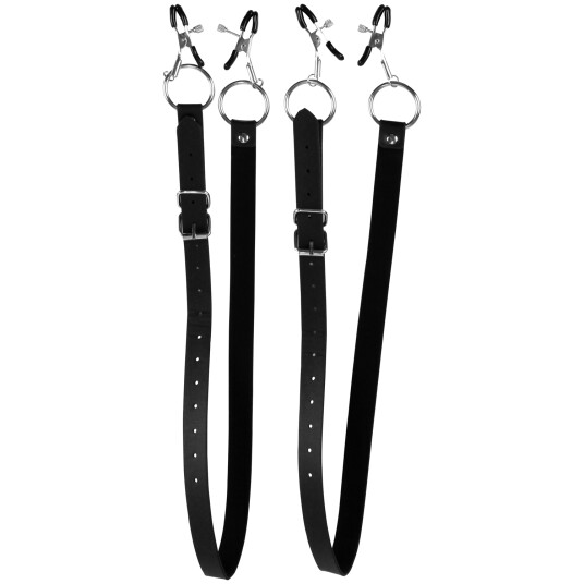 Ouch! Xtreme Labia Spreader med Klemmer Svart