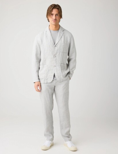 Knowledge Cotton Apparel Chuck Regular Linen Pants Grey 28 x 32