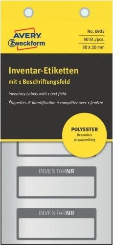 Avery 6905 Metallisk Hvit Rektangel Permanent Polyester 5 Stykker 10 Ark
