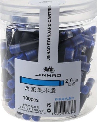 100 stk Jinhao Universal Black Blue Blekkposekassetter 2 Fyllepenn