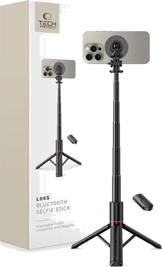 L06S Tech-Protect Selfie-Stick med Tripod og Bluetooth - MagSafe-Kompatibel - Svart