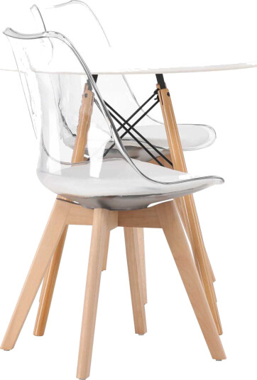 Venture Design Danburi & Edvin spisegruppe Transparent/hvit 2 stoler & bord 60 cm